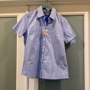 Ridgecut Women's Blue Short Sleeve Button Down Shirt